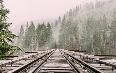 The grey railway rail
